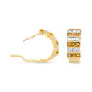 18K Yellow Gold 1 3/4 Cttw Invisible Set Princess Cut Diamond and 2.5mm Yellow Sapphire Huggie Hoop Earrings (F-G Color, VS1-VS2 Clarity)-12