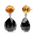 18K White and Yellow Gold 1/5 Cttw Diamond with Round Yellow Citrine and 20x15mm Pear Cut Black Onyx Gemstone Dangle Earring (G-H Color, SI1-SI2 Clarity)-5