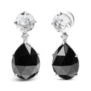 18K White Gold 1/5 Cttw Diamond with Round White Topaz and 20x15mm Pear Cut Black Onyx Gemstone Dangle Earring (G-H Color, SI1-SI2 Clarity)-5