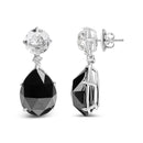 18K White Gold 1/5 Cttw Diamond with Round White Topaz and 20x15mm Pear Cut Black Onyx Gemstone Dangle Earring (G-H Color, SI1-SI2 Clarity)-6