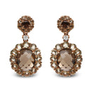 18K Rose Gold Diamond Accent and  Lemon and Oval Smoky Color Quartz Gemstone Dangle Drop Earring (G-H Color, SI1-SI2 Clarity)-4