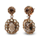 18K Rose Gold Diamond Accent and  Lemon and Oval Smoky Color Quartz Gemstone Dangle Drop Earring (G-H Color, SI1-SI2 Clarity)-5