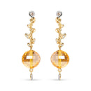 18K Yellow Gold 2/3 Cttw Round Bezel Diamond and 25mm Ball Shaped Yellow Citrine Gemstone Dangle Stud Earring (Brown and G-H Color, SI1-SI2 Clarity)-5