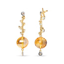 18K Yellow Gold 2/3 Cttw Round Bezel Diamond and 25mm Ball Shaped Yellow Citrine Gemstone Dangle Stud Earring (Brown and G-H Color, SI1-SI2 Clarity)-6