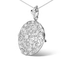 18K White Gold 1 5/6 Cttw Diamond Cluster Floral Filigree Brooch Pin and 18" Pendant Necklace (G-H Color, I1-I2 Clarity)-6