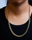 Semi-Solid 14K Yellow Gold 6.1mm Classic Miami Cuban Chain Necklace - 22 Inches-12