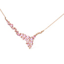 18K Rose Gold 1/2 Cttw Brown Diamond and Multi-Size Oval Pink Sapphire Cluster Cascade Statement Station Necklace (Brown Color, SI1-SI2 Clarity) - Adjustable up to 14" to 16"-4
