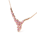 18K Rose Gold 1/2 Cttw Brown Diamond and Multi-Size Oval Pink Sapphire Cluster Cascade Statement Station Necklace (Brown Color, SI1-SI2 Clarity) - Adjustable up to 14" to 16"-6