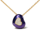 18K Yellow Gold Blue Enamel 1/10 Cttw Round Pave Diamonds Heart Shape 18" Pendant Necklace  (G-H Color, SI1-SI2 Clarity) - Adjustable up to 16" - 18"-6