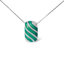 .925 Sterling Silver Turquoise Enamel and 1/2 Cttw Diamond Block 18" Pendant Necklace (F-G Color, VS1-VS2 Clarity)-5