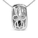 .925 Sterling Silver Turquoise Enamel and 1/2 Cttw Diamond Block 18" Pendant Necklace (F-G Color, VS1-VS2 Clarity)-8