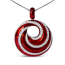 .925 Sterling Silver Red Enamel and 1/2 Diamond Endless Swirl Medallion 18" Pendant Necklace (F-G Color, VS1-VS2 Clarity)-6