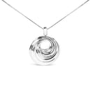 .925 Sterling Silver Endless Wave Swirl Statement Medallion 18" Pendant Necklace-5