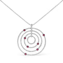 18K White Gold 2 1/6 Cttw Pave Set Diamonds and Red Ruby Openwork Circles 18" Pendant Necklace  (G-H Color, SI2-I1 Clarity) - Adjustable up to 16" - 18"-4