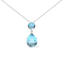 18K White Gold Diamond Accent and Round London Blue Topaz and Pear Cut Sky Blue Topaz Dangle Drop 18" Pendant Necklace (G-H Color, SI1-SI2 Clarity)-4