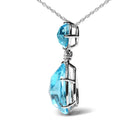 18K White Gold Diamond Accent and Round London Blue Topaz and Pear Cut Sky Blue Topaz Dangle Drop 18" Pendant Necklace (G-H Color, SI1-SI2 Clarity)-6