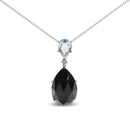 18K White Gold Diamond Accent and Pear Cut Sky Blue Topaz and Pear Cut Black Onyx Dangle Drop 18" Pendant Necklace (G-H Color, SI1-SI2 Clarity)-4
