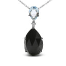 18K White Gold Diamond Accent and Pear Cut Sky Blue Topaz and Pear Cut Black Onyx Dangle Drop 18" Pendant Necklace (G-H Color, SI1-SI2 Clarity)-5