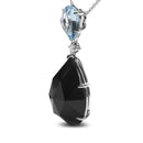 18K White Gold Diamond Accent and Pear Cut Sky Blue Topaz and Pear Cut Black Onyx Dangle Drop 18" Pendant Necklace (G-H Color, SI1-SI2 Clarity)-6