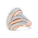 18K Rose and White Gold 1 7/8 Cttw Diamond and Gold Textured Dome Cocktail Ring (F-G Color, VS1-VS2 Clarity) - Size 6.5-7