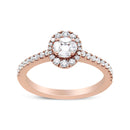 18K Rose Gold 1/2 Cttw Composite Marquise Composite Diamond Oval Shaped Halo Engagement Ring (F-G Color, VS1-VS2 Clarity) - Ring Size 7-8
