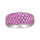 18K White Gold and Black Rhodium Multi Row Pink Sapphire Classic Band Ring - Ring Size 6.5-5