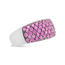 18K White Gold and Black Rhodium Multi Row Pink Sapphire Classic Band Ring - Ring Size 6.5-7
