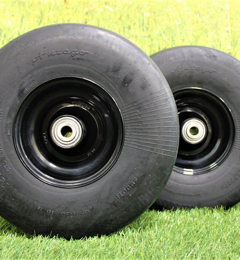 Antego Tire & Wheel 15x6.00-6 Semi-Pneumatic Tire & Wheel Assemblies, Set of 2, for Bad Boy Mowers, Part # 022-0003-00, Run Flat Technology, Smooth Tread Pattern - Bad Boy Black