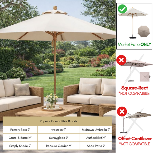 9ft Market Patio Umbrella 6 Rib Replacement Canopy Off-White