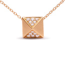 14K Yellow Gold 1/4 Cttw Diamond Matte Finished Pyramid Pendant Necklace (G-H Color, SI1-SI2 Clarity) - 18 Inches-5
