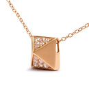 14K Yellow Gold 1/4 Cttw Diamond Matte Finished Pyramid Pendant Necklace (G-H Color, SI1-SI2 Clarity) - 18 Inches-6