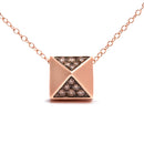 14K Rose Gold 1/4 Cttw Brown Diamond Matte Finished Pyramid Pendant Necklace (Brown Color, SI1-SI2 Clarity) - 18" Inches-5