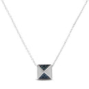 14K White Gold 1/4 Cttw Treated Blue Diamond Matte Finished Pyramid Pendant Necklace (Blue Color, SI1-SI2 Clarity) - 18" Inches-4
