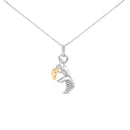 14K Yellow Gold Plated Sterling Silver Diamond Accent Mom and Child Pendant Necklace-1