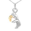 14K Yellow Gold Plated Sterling Silver Diamond Accent Mom and Child Pendant Necklace-2