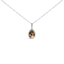 10K Yellow Gold Plated Sterling Silver Mixed Color Diamond Accent Pear Halo Pendant Necklace-1