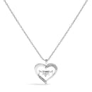 .925 Sterling Silver Diamond Accent MOM with Heart Pendant Necklace (J-K Color, I2-I3 Clarity) - 18" Inches-1