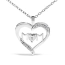 .925 Sterling Silver Diamond Accent MOM with Heart Pendant Necklace (J-K Color, I2-I3 Clarity) - 18" Inches-2