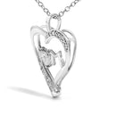 .925 Sterling Silver Diamond Accent MOM with Heart Pendant Necklace (J-K Color, I2-I3 Clarity) - 18" Inches-3
