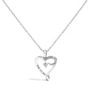 .925 Sterling Silver Diamond Accent "I LOVE YOU MOM" Heart Pendant Necklace (J-K Color, I2-I3 Clarity) - 18" Inches-1
