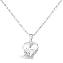 .925 Sterling Silver Diamond Accent Mom with Heart Pendant Necklace (J-K Color, I2-I3 Clarity) - 18" Inches-1