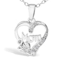 .925 Sterling Silver Diamond Accent Mom with Heart Pendant Necklace (J-K Color, I2-I3 Clarity) - 18" Inches-2