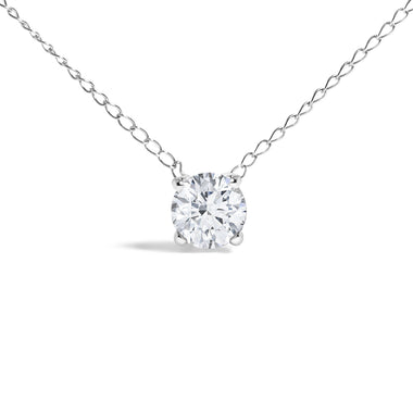 14K White Gold Floating 1/2 Cttw Lab Grown Diamond Solitaire Pendant Necklace - 18" Inches - 0