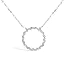 .925 Sterling Silver 1/7 Cttw Lab Grown Diamond Beaded Love Circle Pendant Necklace - Size 18 Inches-1