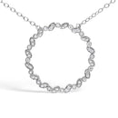 .925 Sterling Silver 1/7 Cttw Lab Grown Diamond Beaded Love Circle Pendant Necklace - Size 18 Inches-2