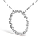 .925 Sterling Silver 1/7 Cttw Lab Grown Diamond Beaded Love Circle Pendant Necklace - Size 18 Inches-3
