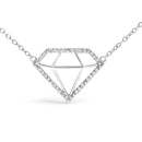 .925 Sterling Silver 1/7 Cttw Lab Grown Diamond Diamond Shaped Pendant Necklace - Size 18 Inches-2
