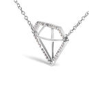 .925 Sterling Silver 1/7 Cttw Lab Grown Diamond Diamond Shaped Pendant Necklace - Size 18 Inches-3