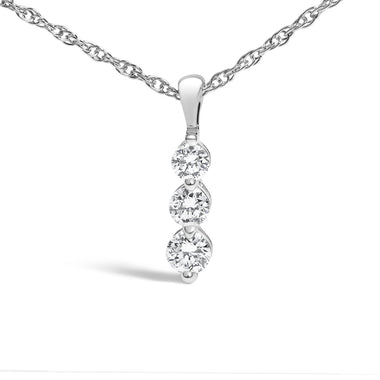 .925 Sterling Silver 1/7 Cttw Lab Grown Diamond Three Stone Diamond Pendant Necklace - 18" Inches - 0