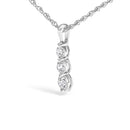 .925 Sterling Silver 1/7 Cttw Lab Grown Diamond Three Stone Diamond Pendant Necklace - 18" Inches-3
